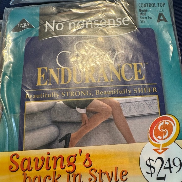 Vintage Pantyhose No Nonsense Control Top Premium Nylon Tan Size A Reinforced - Picture 10 of 10